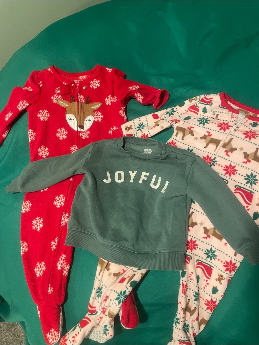Carter's Holiday Multi-Pack One-Piece Footies in Green, Red, Pink & Light Blue